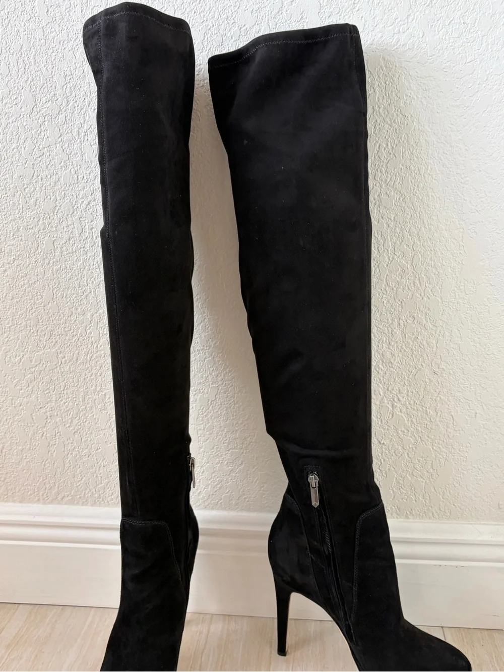 Sam Edelman Black Over-the-Knee Suede Stiletto Boot with Side Zip